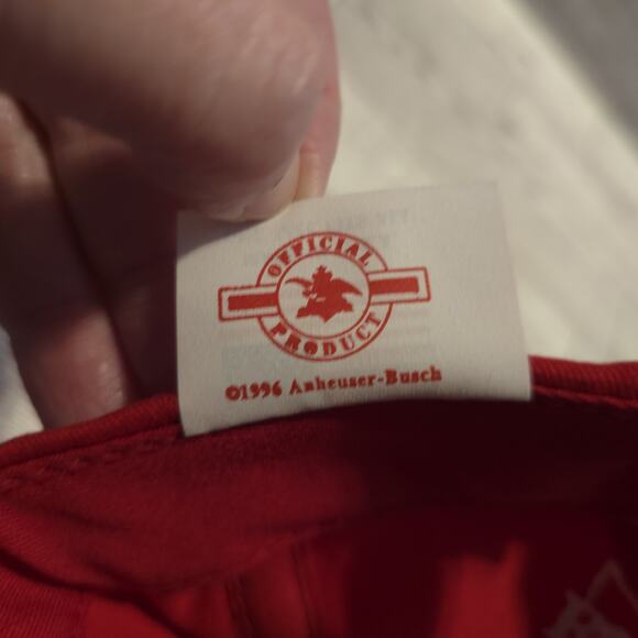 Vintage 90s 1996 Big Bud Shootout Budweiser Adjustable Cap Hat Embroidered Red - Picture 10 of 10